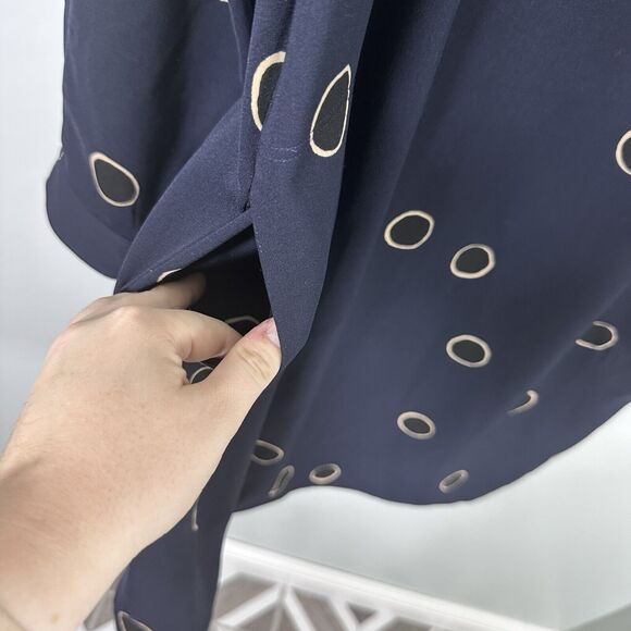 Boden Womens 12 Reg Navy Long Sleeve Polka Dot Printed Pockets High Neck Dress - Picture 3 of 5